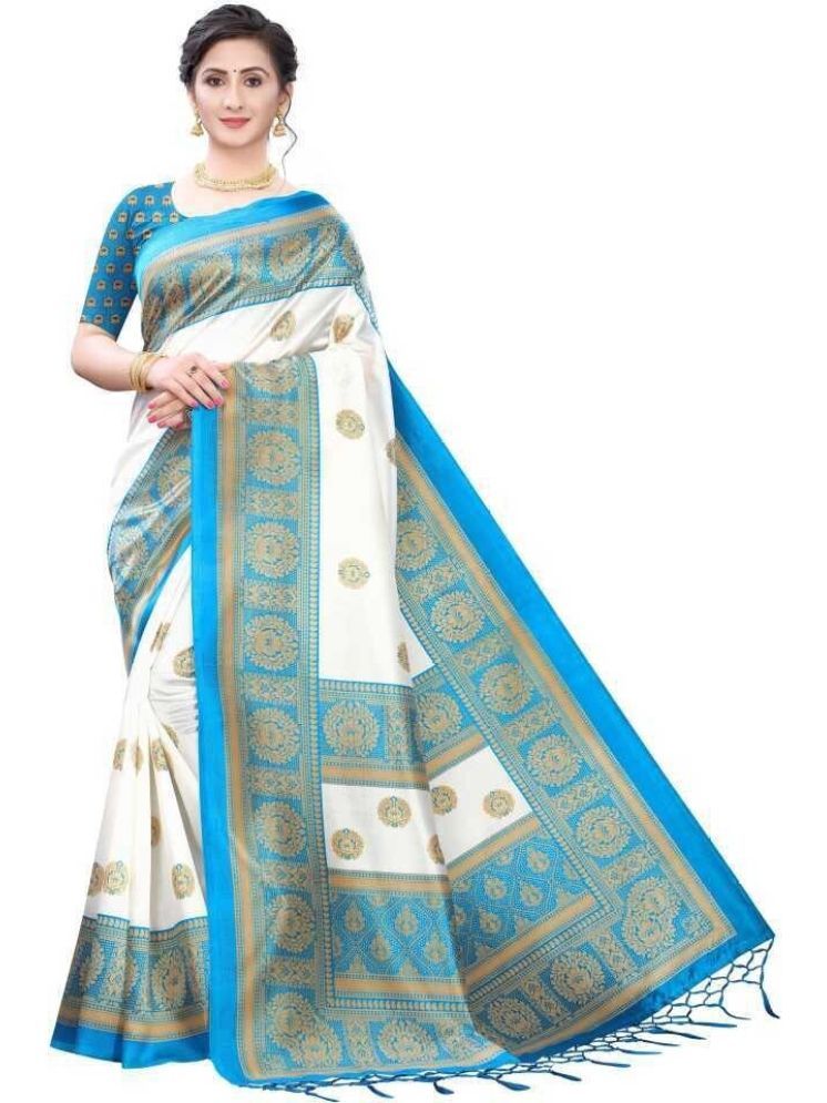     			Samai Cotton Silk Solid Saree With Blouse Piece - Blue ( Pack of 1 )