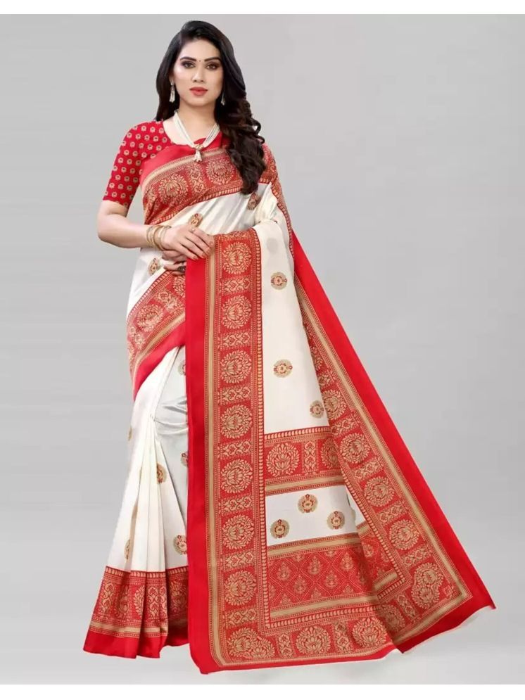     			Samai Cotton Silk Solid Saree With Blouse Piece - White ( Pack of 1 )