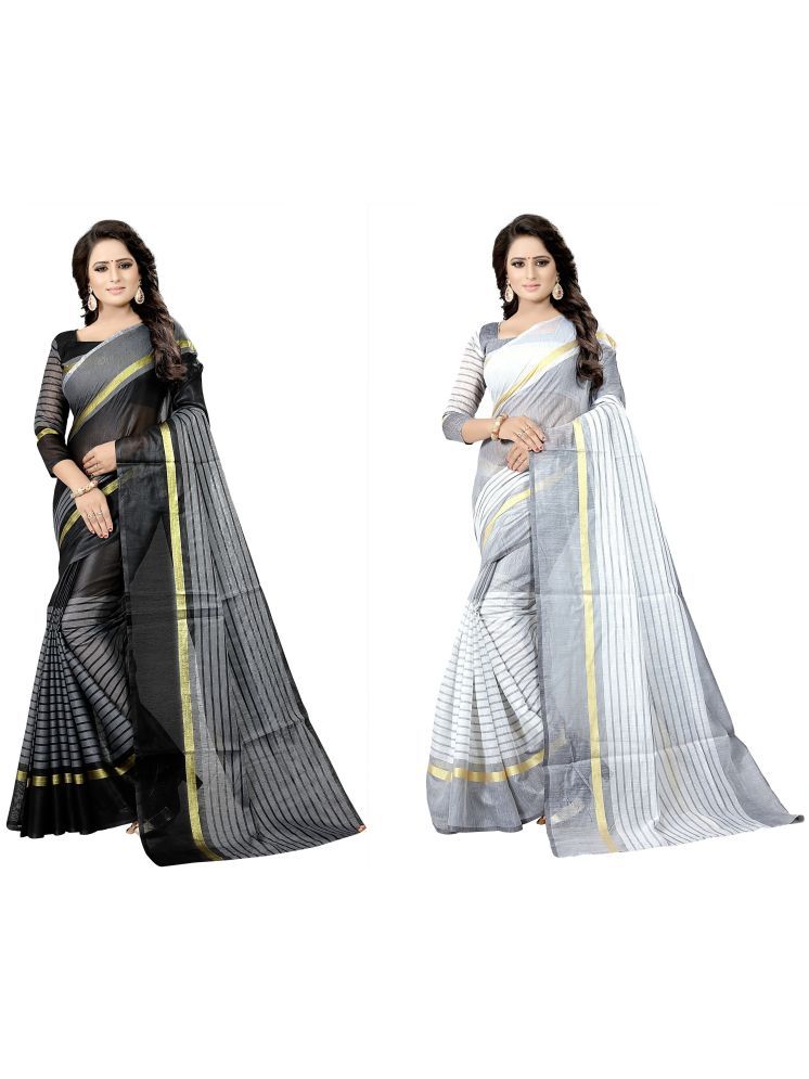     			Samai Cotton Silk Solid Saree With Blouse Piece - Multicolor3 ( Pack of 2 )