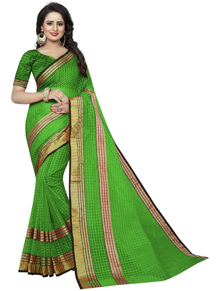     			Samai Cotton Silk Solid Saree Without Blouse Piece - Green ( Pack of 1 )