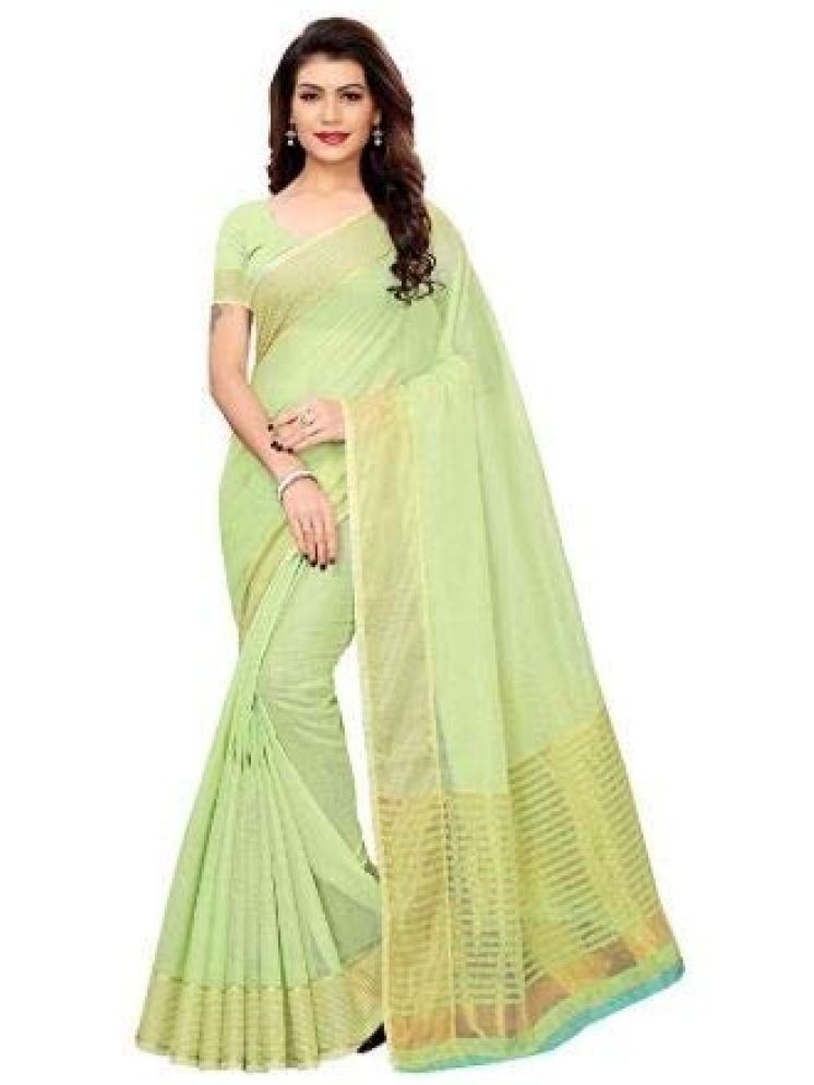     			Samai Cotton Silk Solid Saree Without Blouse Piece - Green ( Pack of 1 )