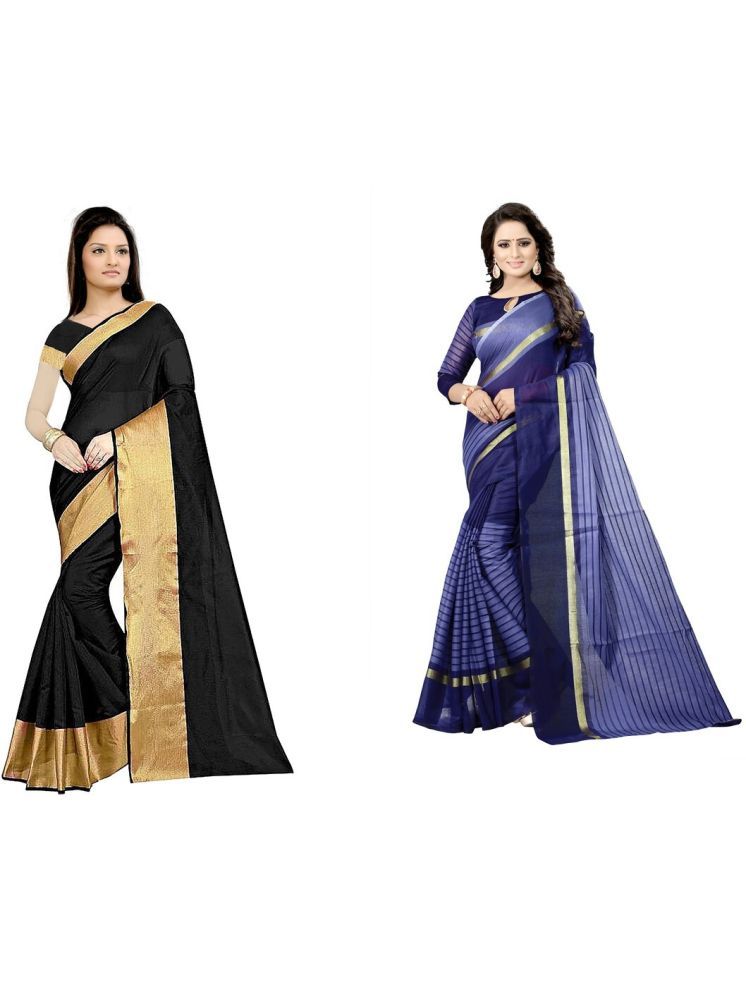     			Samai Cotton Silk Solid Saree With Blouse Piece - Multicolor1 ( Pack of 2 )