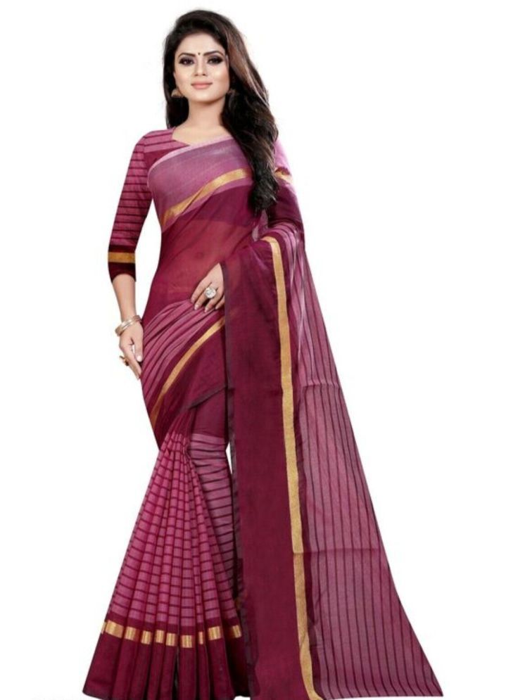     			Samai Cotton Silk Striped Saree With Blouse Piece - Multicolor3 ( Pack of 1 )