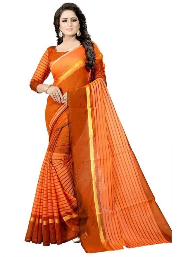     			Samai Cotton Silk Striped Saree With Blouse Piece - Multicolor4 ( Pack of 1 )