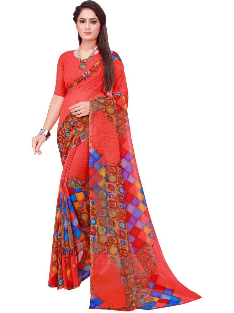     			Samai Georgette Printed Saree With Blouse Piece - Multicolor3 ( Pack of 1 )