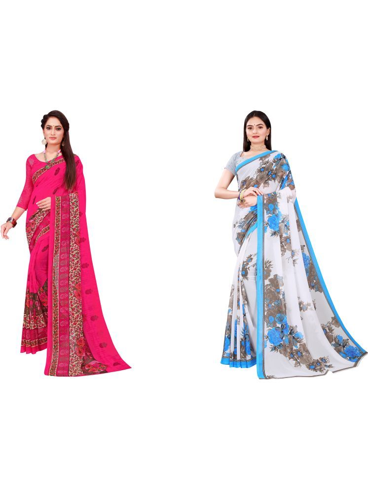     			Samai Georgette Printed Saree With Blouse Piece - Multicolor1 ( Pack of 2 )