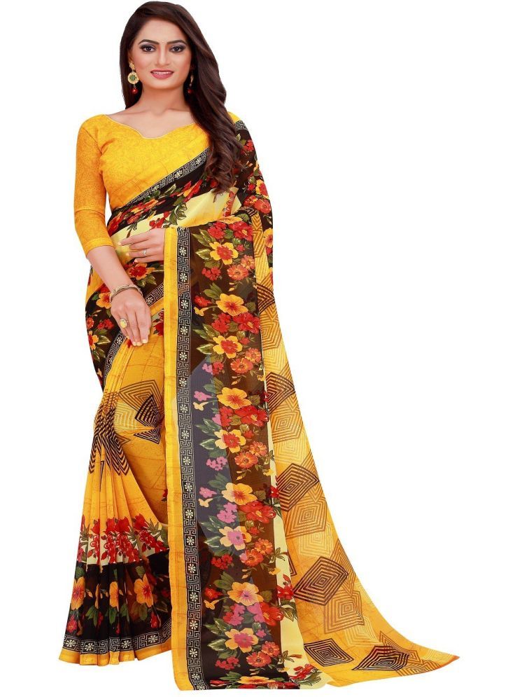     			Samai Georgette Printed Saree With Blouse Piece - Multicolor5 ( Pack of 1 )