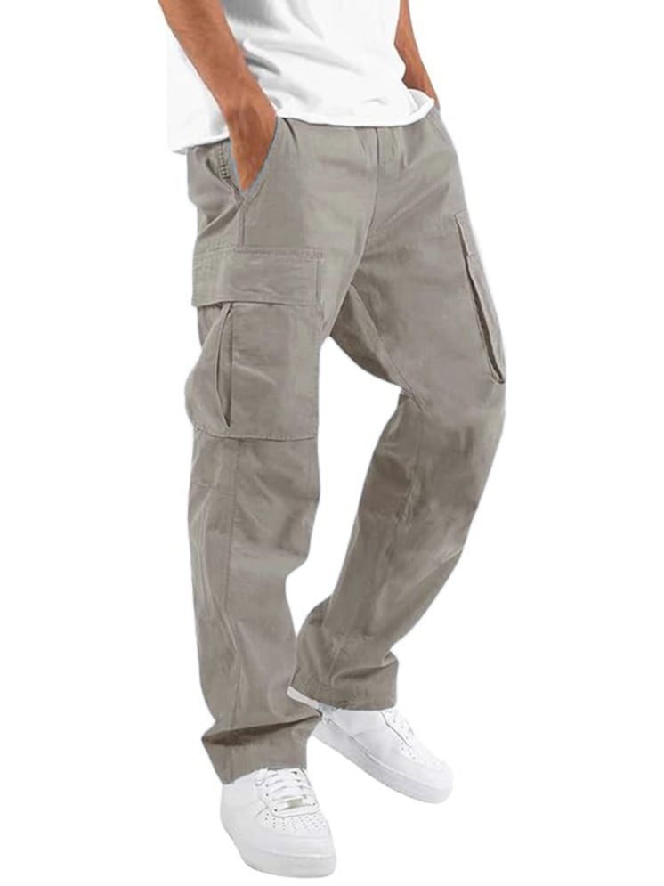     			Shine n Show Regular Flat Men's Cargos - Light Grey ( Pack of 1 )