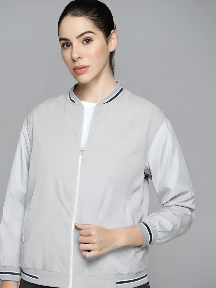     			curvy comfort - Polyester Grey Bomber Jackets