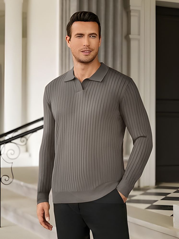     			tysort Woollen Blend Polo Collar Men's Full Sleeves Pullover Sweater - Grey ( Pack of 1 )