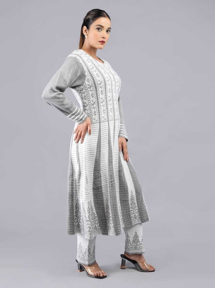     			tysort Woollen Self Design Kurti With Pants Women's Stitched Salwar Suit - Grey ( Pack of 1 )