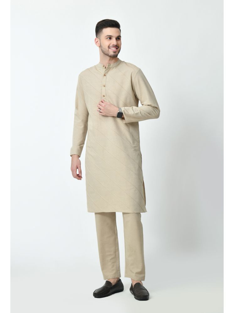     			AMBI Beige Cotton Blend Men's Regular Kurta ( Pack of 1 )