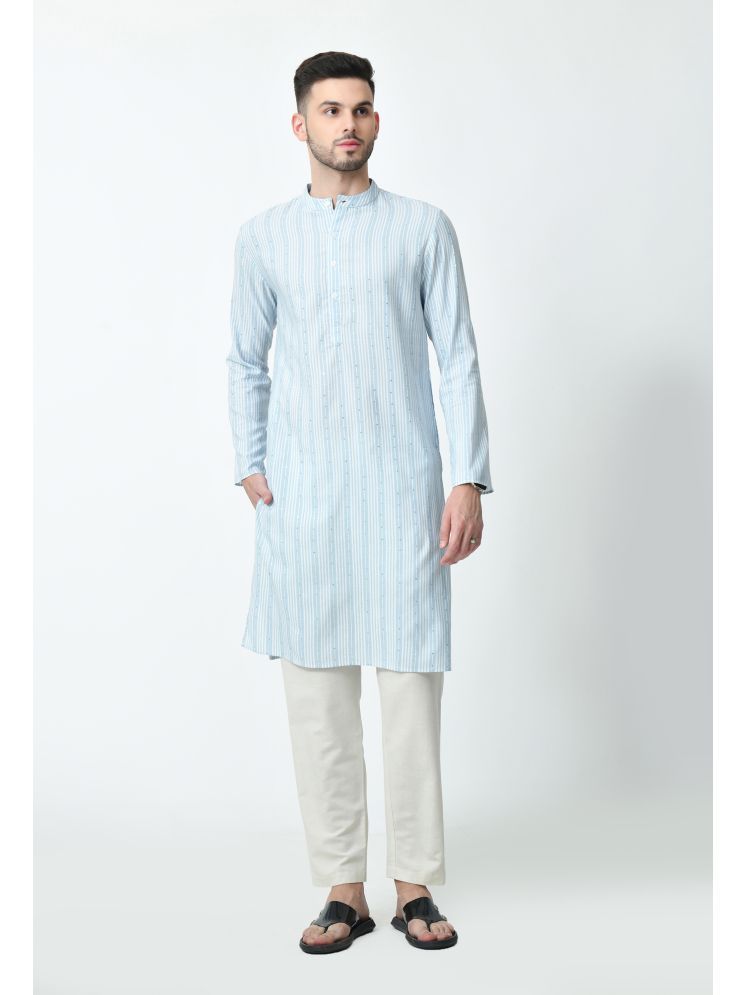     			AMBI Light Blue Cotton Blend Men's Regular Kurta ( Pack of 1 )