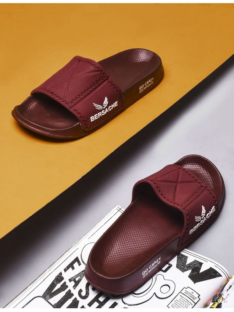     			Bersache Maroon Men's Slide Flip Flop