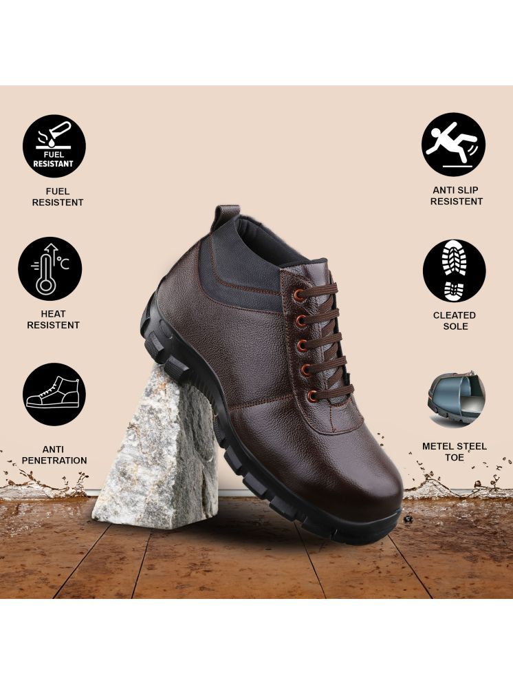     			Enrich Field High Ankle Brown Safety Shoes