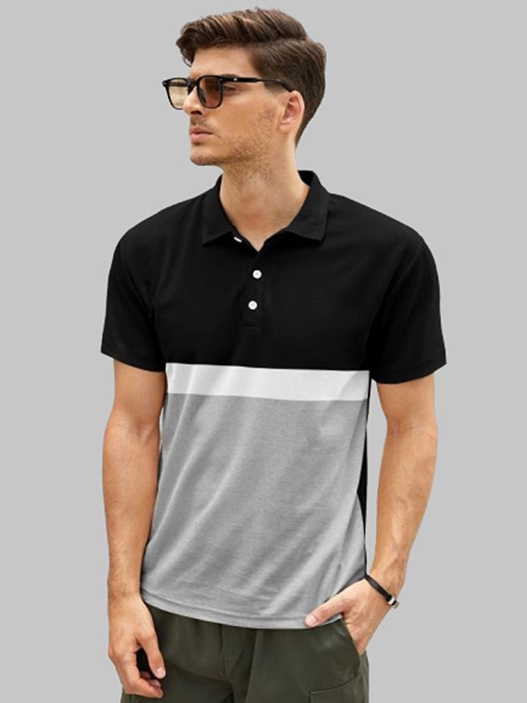     			FIRST POSTION Cotton Blend Regular Fit Striped Half Sleeves Men's Polo T Shirt - Grey ( Pack of 1 )