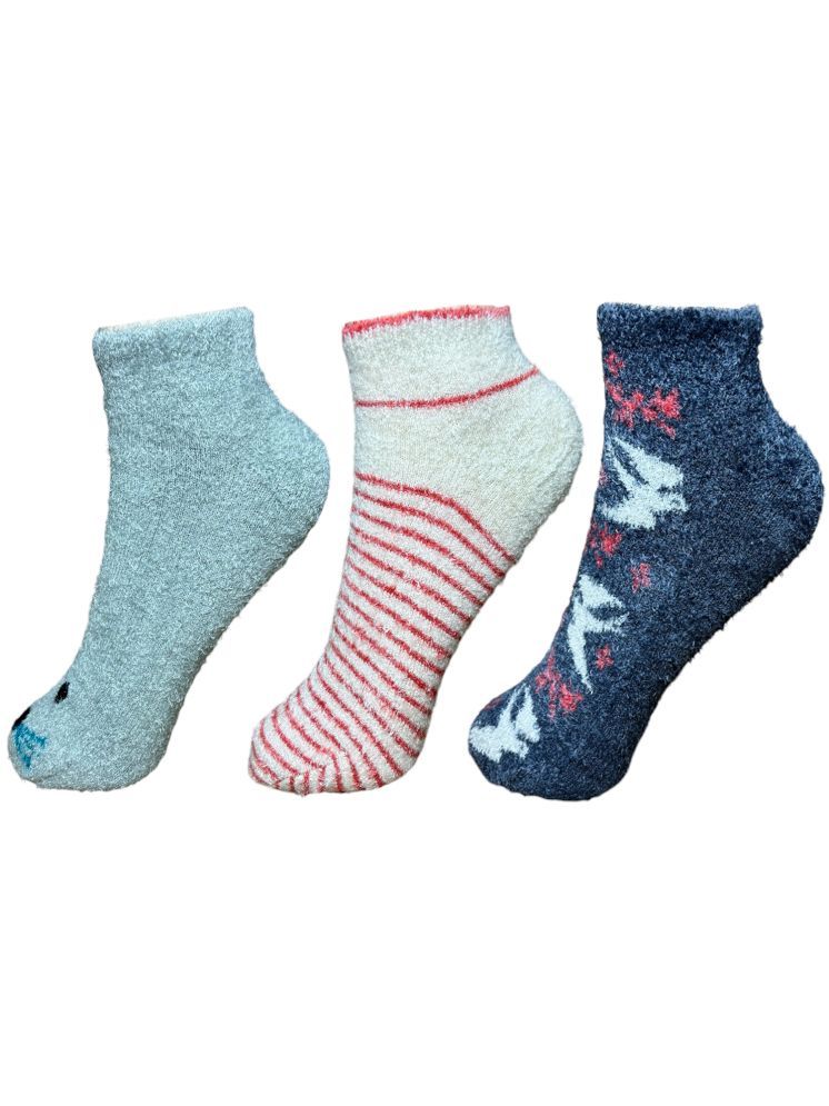     			HF LUMEN Pack of 3 Woollen Women's Self Design Ankle Length Socks ( Multicolor )