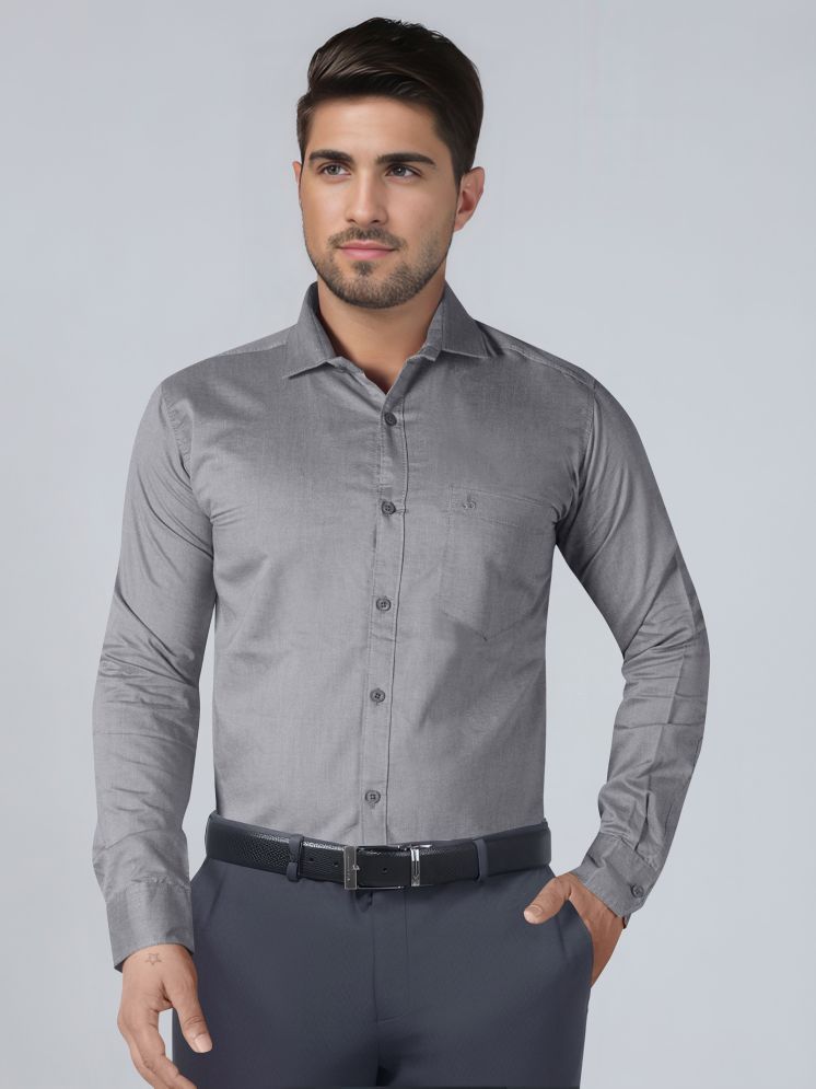     			JB JUST BLACK 100% Cotton Regular Fit Solids Full Sleeves Men's Casual Shirt - Grey ( Pack of 1 )