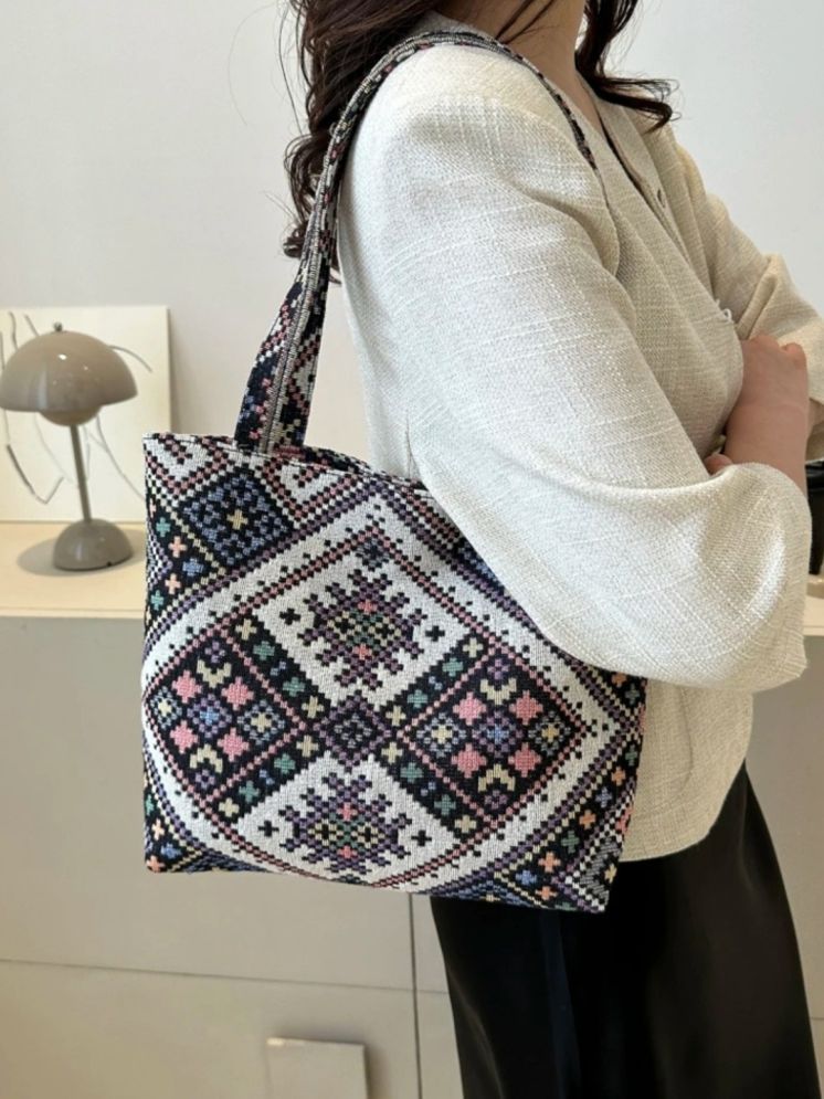     			LIKE STYLE Grey Melange Jute Tote Bag