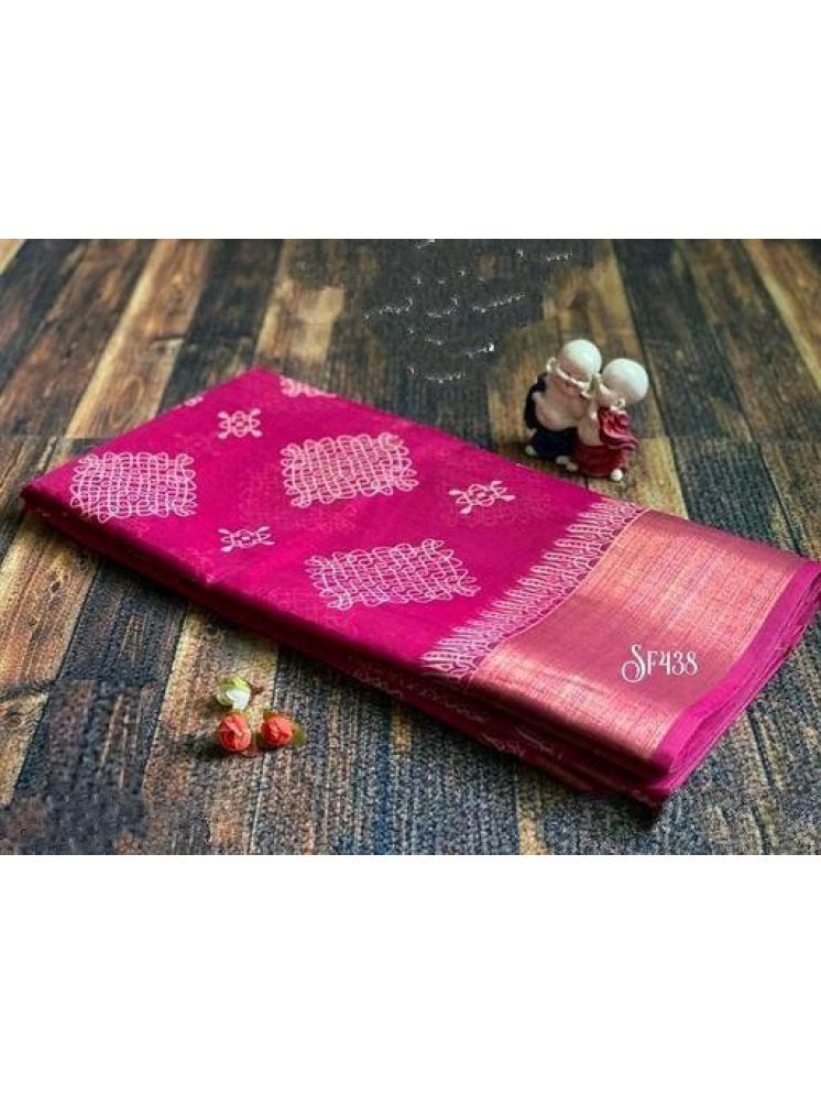     			Samai Cotton Silk Printed Saree With Blouse Piece - Rani ( Pack of 1 )