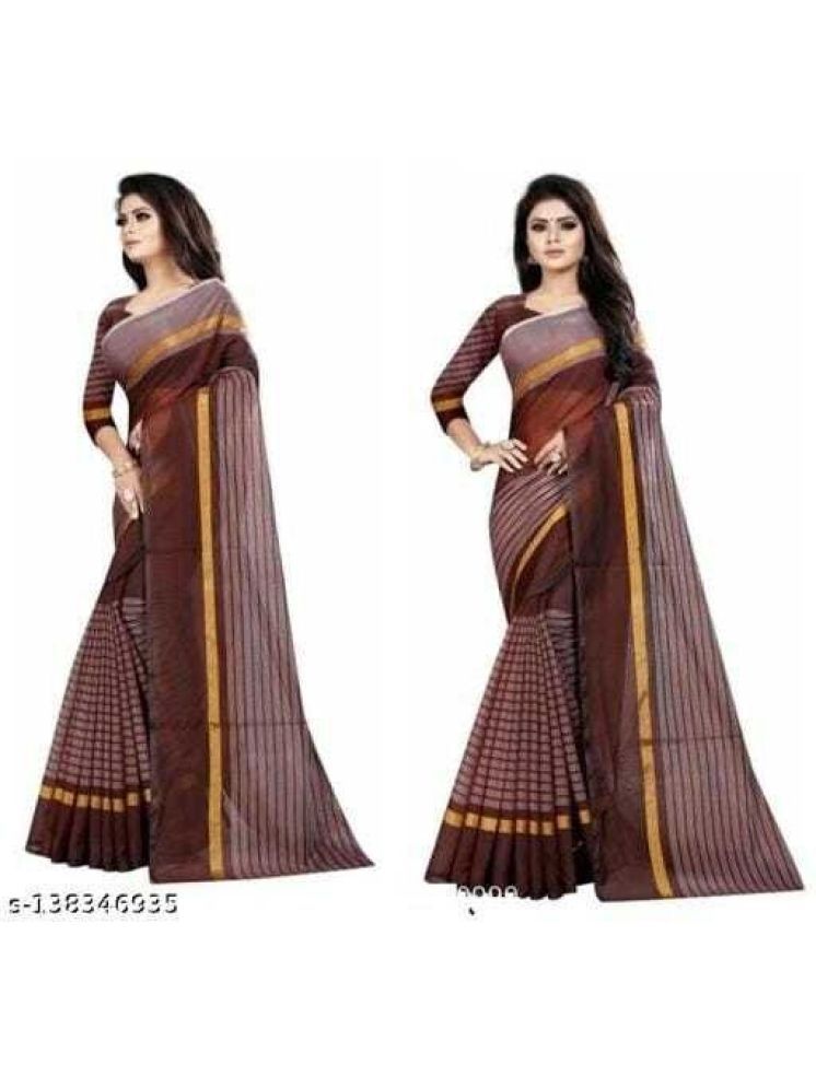     			Samai Cotton Silk Solid Saree With Blouse Piece - Brown ( Pack of 1 )