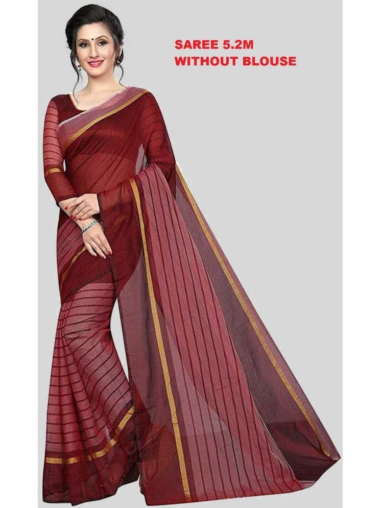     			Samai Cotton Silk Solid Saree With Blouse Piece - Maroon ( Pack of 1 )