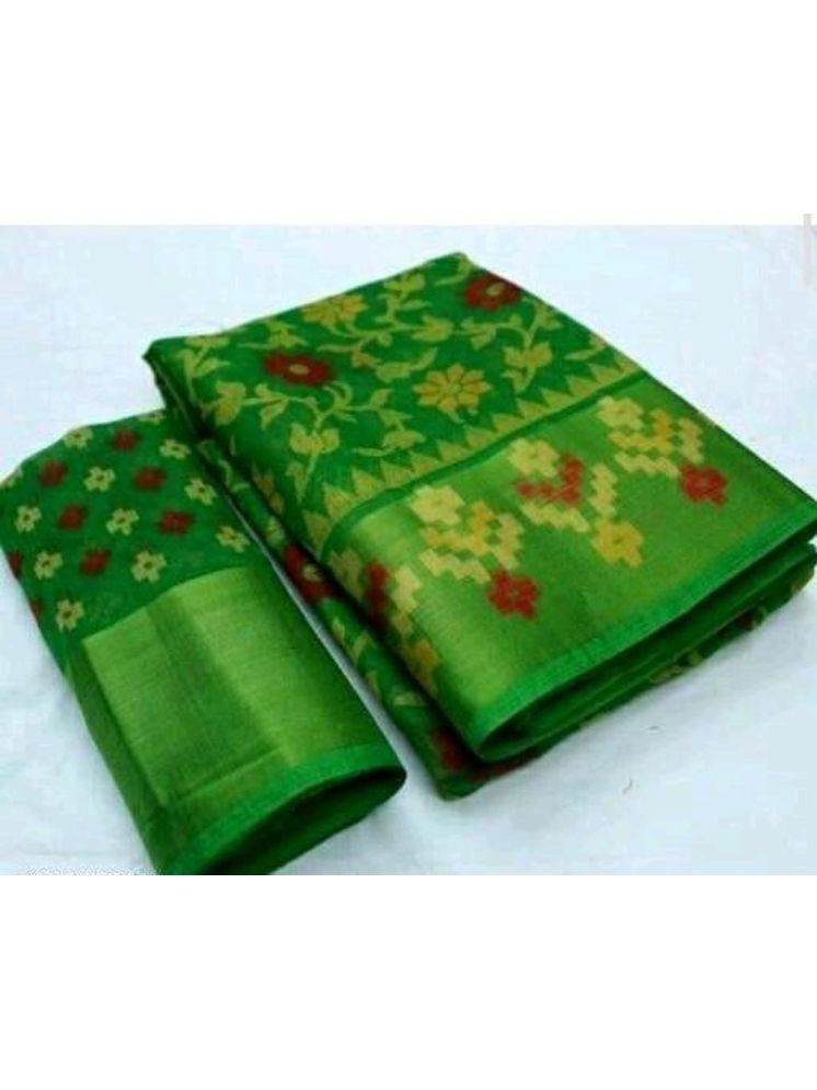     			Samai Cotton Silk Woven Saree With Blouse Piece - Green ( Pack of 1 )