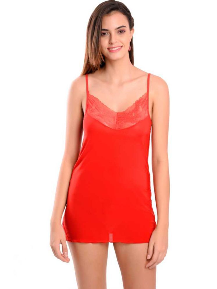     			ZYPRENT Red Viscose Women's Nightwear Night Dress ( Pack of 1 )