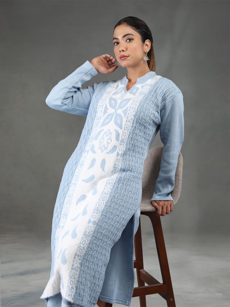     			tysort Woollen Self Design Kurti With Pants Women's Stitched Salwar Suit - Light Blue ( Pack of 1 )