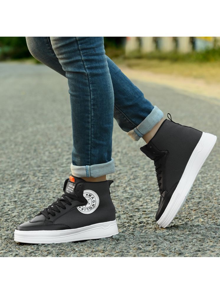     			Brainer Black Men's High Tops Shoes