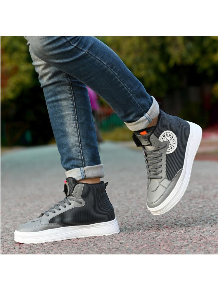     			Brainer Grey Men's High Tops Shoes