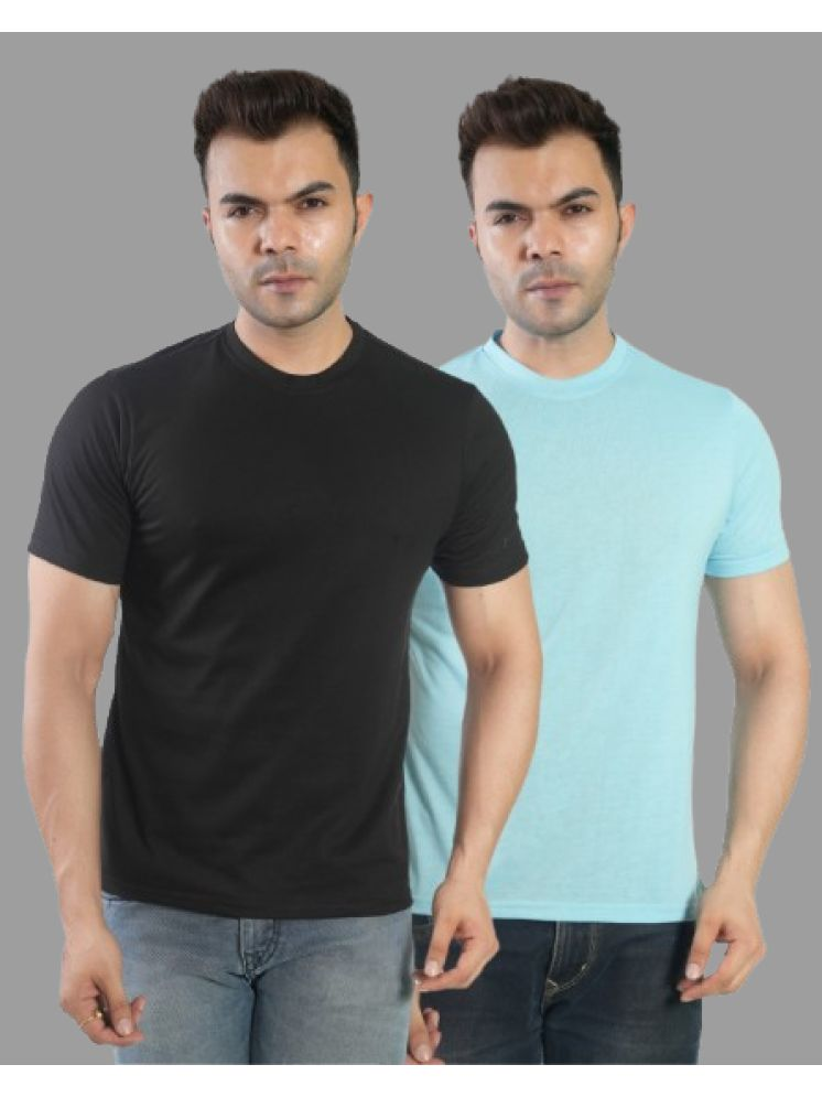     			CALTUS FASHION Cotton Blend Regular Fit Solid Half Sleeves Men's Round T-Shirt - Multicolor7 ( Pack of 2 )