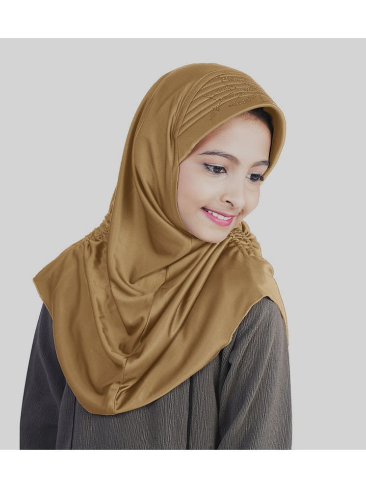     			Mehar Gold Polycotton Stitched Hijab - Single