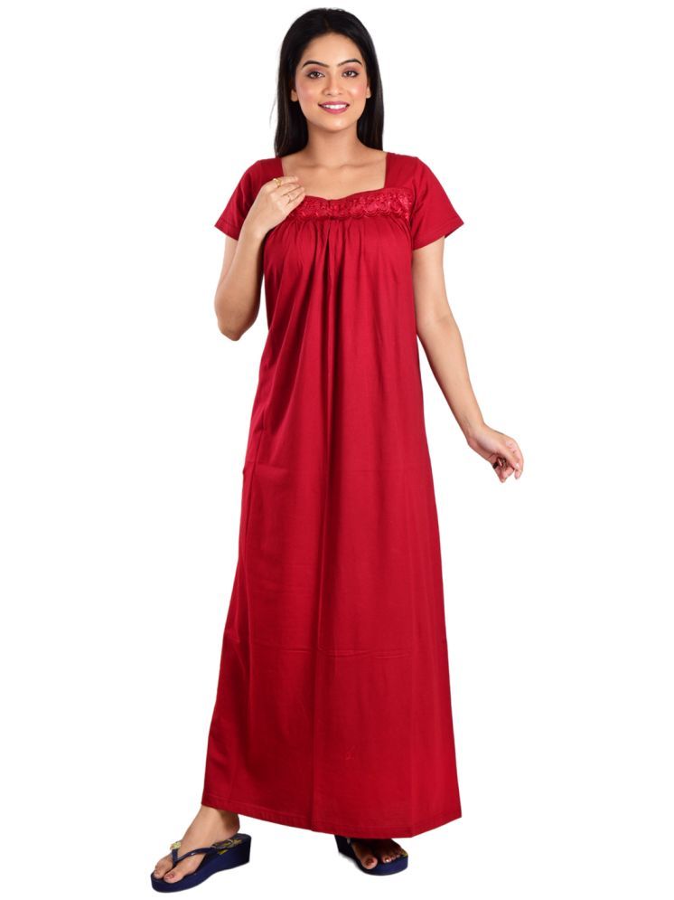     			PIYALI'S CREATION WOMEN'S Maroon Hosiery Women's Nightwear Nighty & Night Gowns ( Pack of 1 )