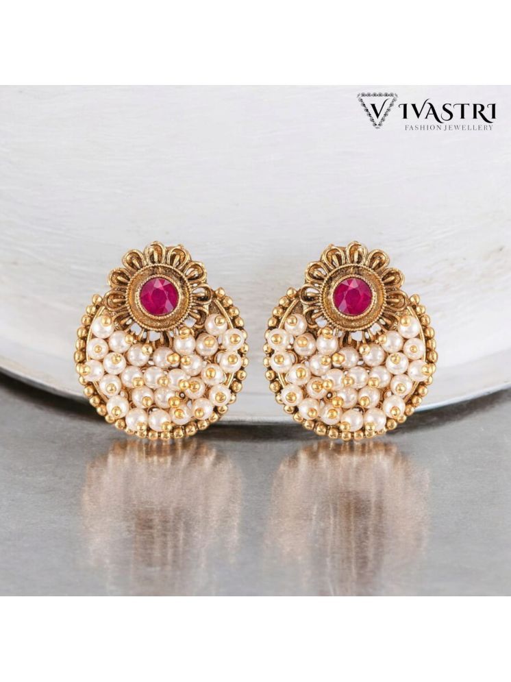     			VIVASTRI Red Stud Earrings ( Pack of 1 )