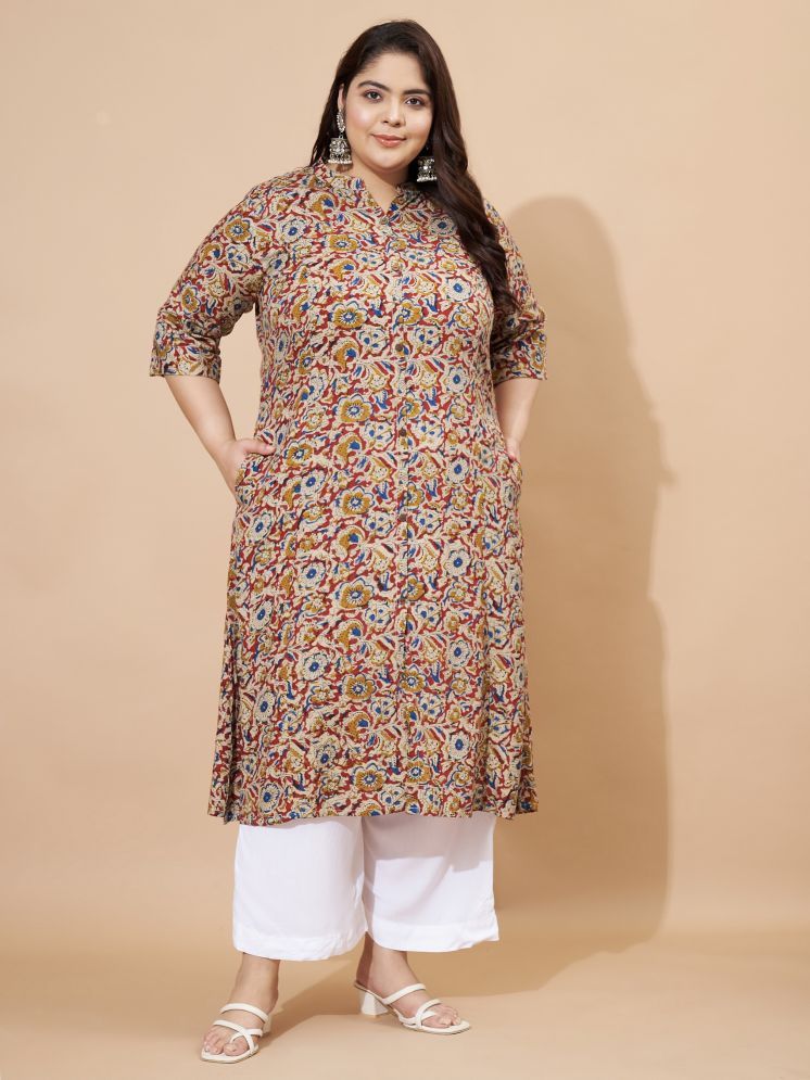     			Vbuyz Cotton Blend Solid Straight Women's Kurti - Beige ( Pack of 1 )