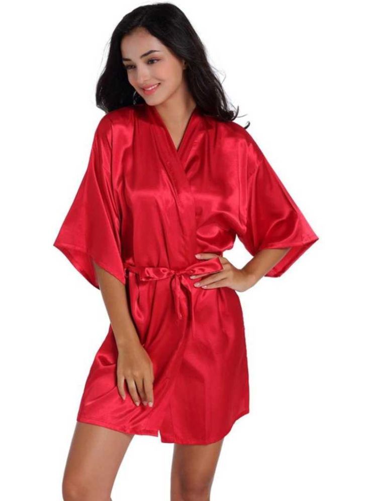     			YUZU Red Satin Women's Nightwear Robes ( Pack of 1 )