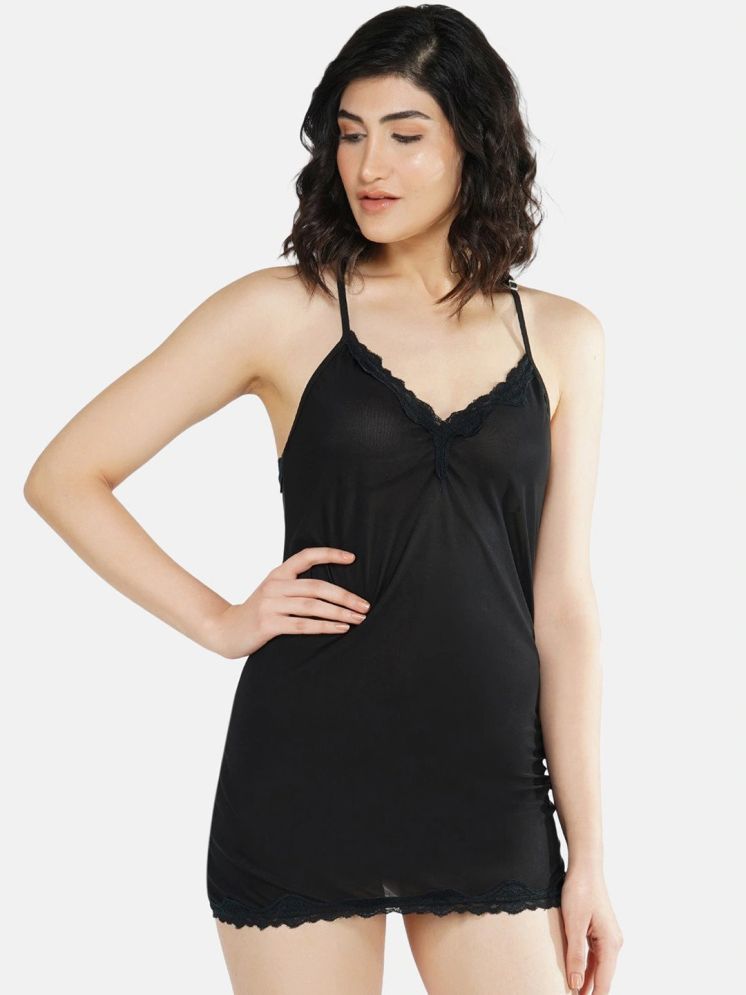     			ZYPRENT Black Viscose Women's Nightwear Baby Doll Dresses With Panty ( Pack of 1 )