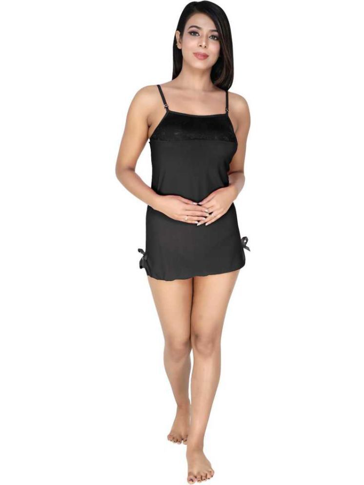     			ZYPRENT Black Viscose Women's Nightwear Baby Doll Dresses With Panty ( Pack of 1 )