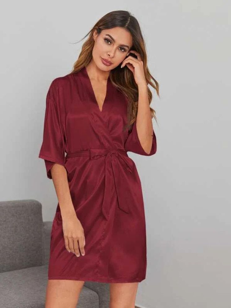     			ZYPRENT Maroon Satin Women's Nightwear Robes ( Pack of 1 )