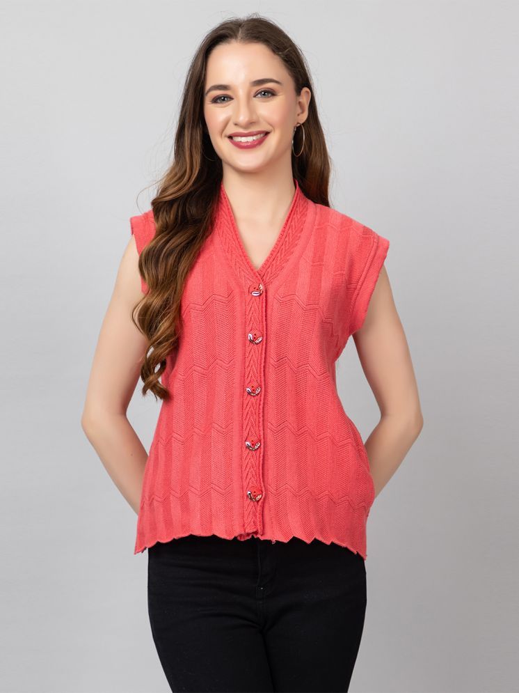     			tysort Acrylic V Neck Women's Buttoned Cardigans - Pink ( )