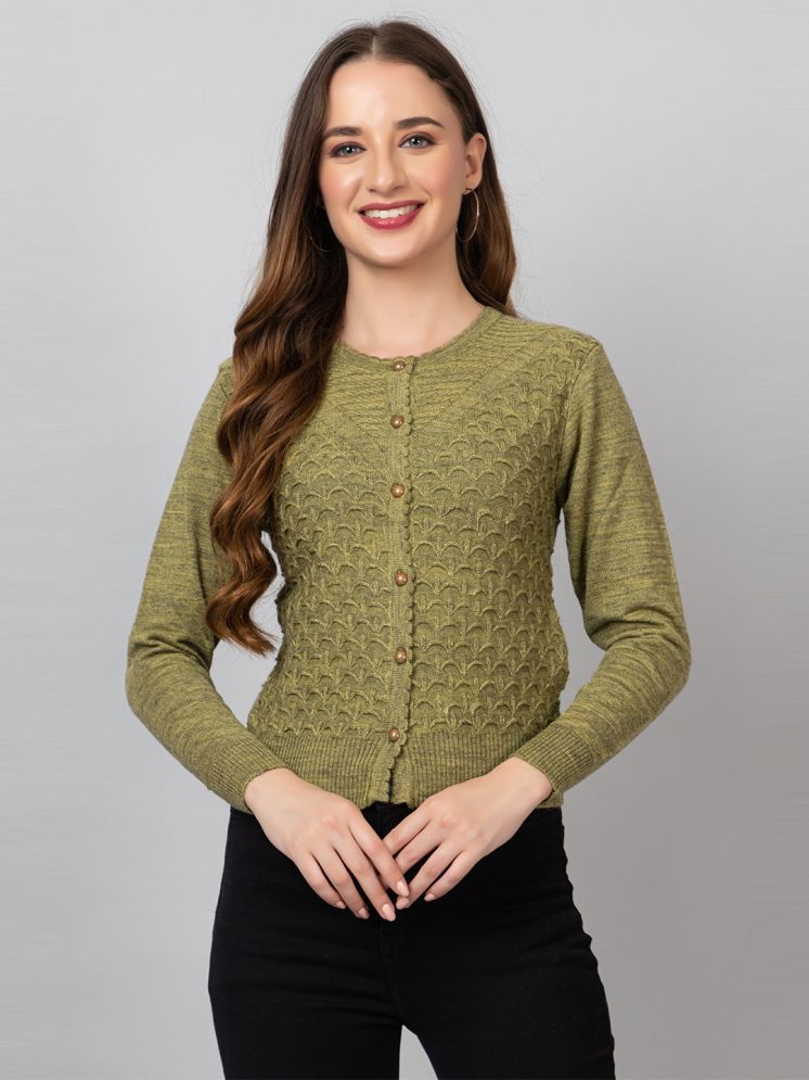     			tysort Woollen Round Neck Women's Buttoned Cardigans - Green ( )